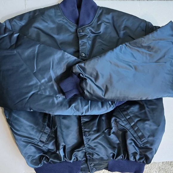 Vintage 80s Birdie Richard A Leslie Blue Satin Puffer Jacket Philadelphia Philly - Picture 10 of 16